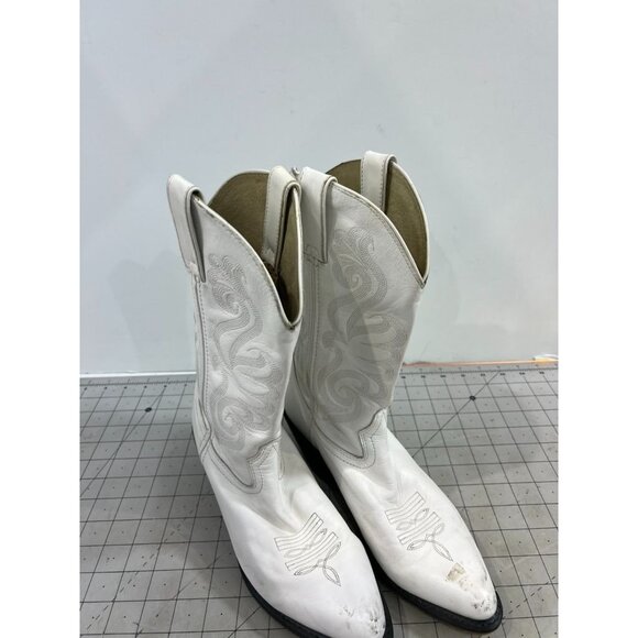 Durango Women’s White Leather Western Cowboy Boots Size 8 Embroidered Design - Picture 2 of 10